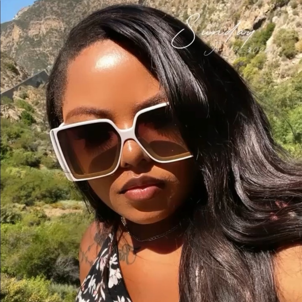 ~Oversized Square Sunglasses:White Exterior & Brown Interior~ - Picture 5 of 16